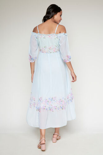 Aqua Floral High-Low Dress, Aqua, image 4